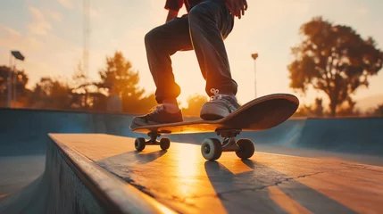 Poster Stylish Skaterboy Training: Kickflip on Ramp at Skate Park © mattegg