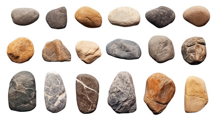 Fototapeta na wymiar Set of rock stones. Isolated on transparent background
