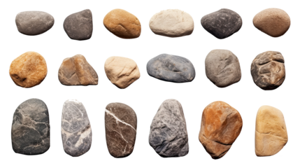 Set of rock stones. Isolated on transparent background