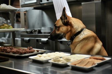 A canine in the culinary space. Generative AI