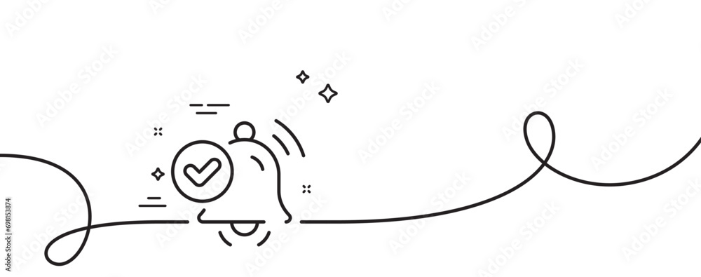 Poster notification received line icon. continuous one line with curl. selected reminder sign. alarm bell s