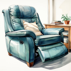 watercolor Recliner clipart, Generative Ai