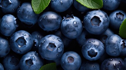 Fresh blueberry fruit background. Generative AI - obrazy, fototapety, plakaty