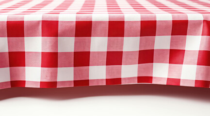 Checkered gingham white tablecloth background table textured pattern cotton background red fabric textile