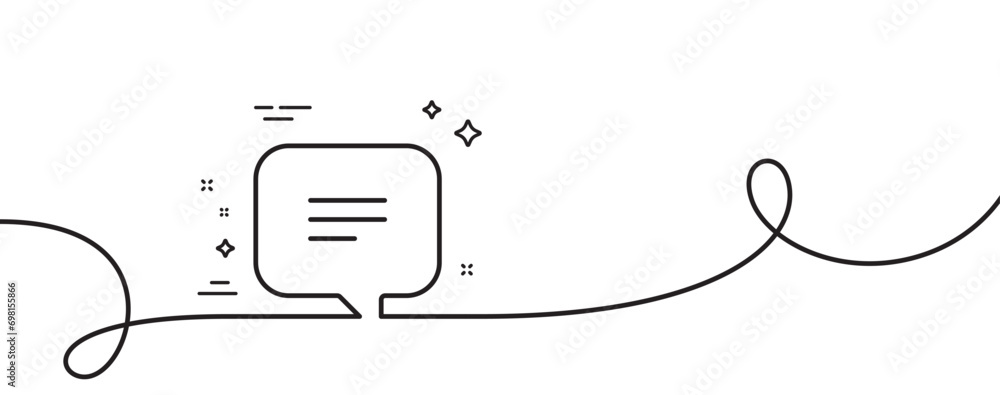 Poster text message line icon. continuous one line with curl. chat comment sign. speech bubble symbol. text