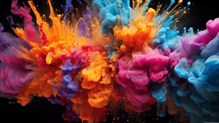 Exploding paint in motion vibrant, Generative ai.