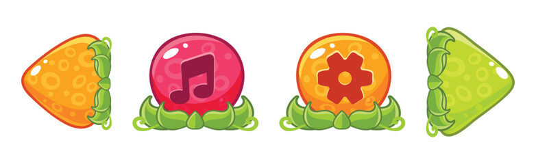 Colorful Button as Mobile Game Design Elements Vector Set