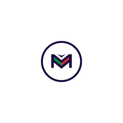 Letter m round circle world logo design timeless emblem brand identity logotype abstract minimalist monogram typography vector editable	
