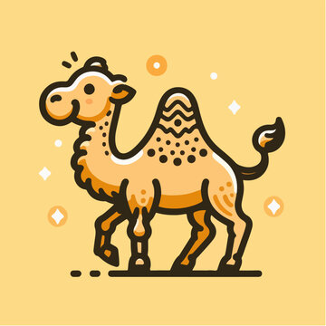 Camel character illustration with a simple and minimalist cartoon vector design