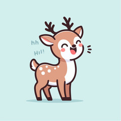 illustration of an cute deer laughing happily with a simple cartoon vector design