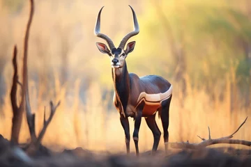 Abwaschbare Fototapete sable antelope standing in golden evening light © stickerside