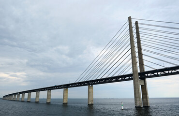 suspension bridge over the sea in Denmark