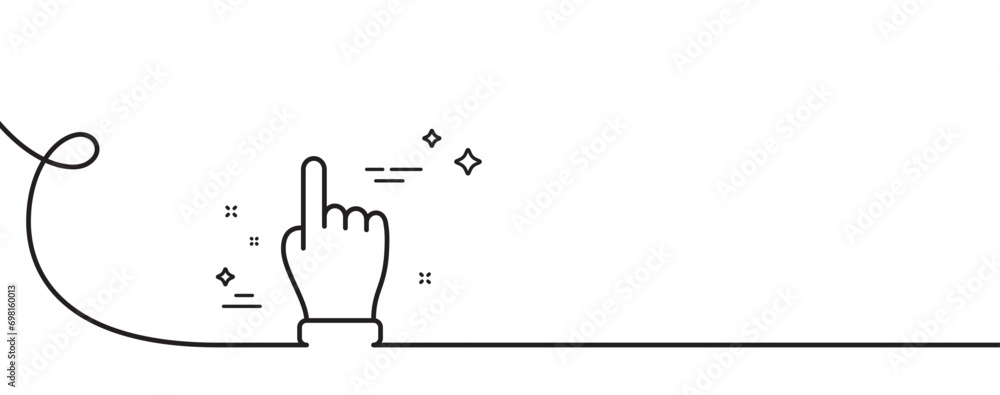 Aufkleber click hand line icon. continuous one line with curl. one finger palm sign. direction gesture symbol.