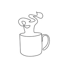 Coffee cup Continuous One line drawing. Line continuous drawing. Vector illustration
