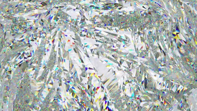 kaleidoscope abstraction rotating sparkling shiny glass texture seamless loop. 3d render, 3d animation