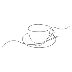 Coffee cup Continuous One line drawing. Line continuous drawing. Vector illustration

