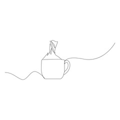 Coffee cup Continuous One line drawing. Line continuous drawing. Vector illustration
