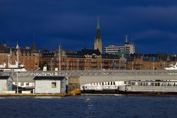 Obraz premium cityscape of Stockholm with dark clouds