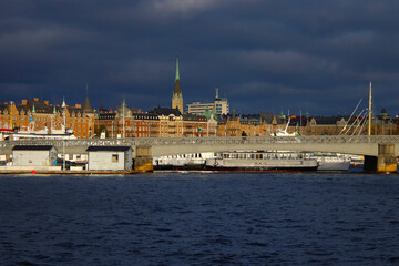 Obraz premium cityscape of Stockholm with dark clouds