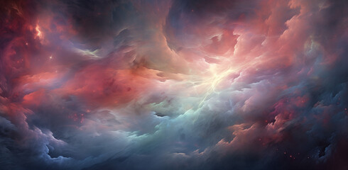 Galaxy wallpapers, nebula , space, in the style of colorful turbulence, realism with surrealistic elements, light crimson and turquoise, spiritual landscape, precisionist art, dreamy compositions