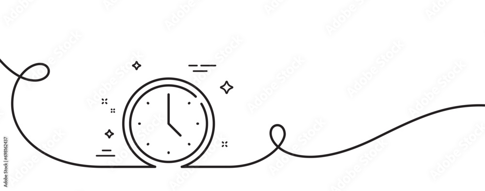 Poster time line icon. continuous one line with curl. working hours sign. delivery period symbol. time sing