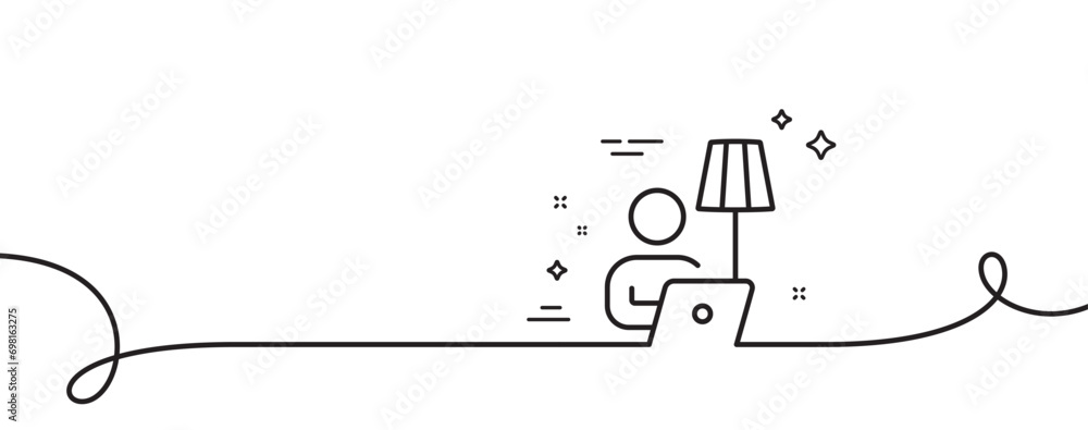 Poster floor lamp line icon. continuous one line with curl. home light sign. interior illuminate symbol. fl