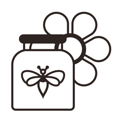 Honey Jar and Daisy Flower - Outline