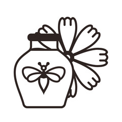 Honey Jar and Cosmos-flower - Outline