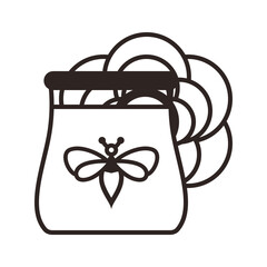 Honey Jar and Camelia Flower - Outline