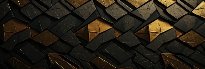 Modern Ancient Medieval Background Texture in the Colors Gold and Black created with Generative AI Technology - obrazy, fototapety, plakaty