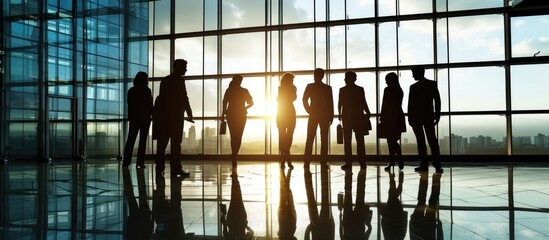 Corporate business silhouette group