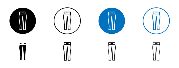 Yoga pants vector icon set. Woman leggings vector illustration in black and blue color.