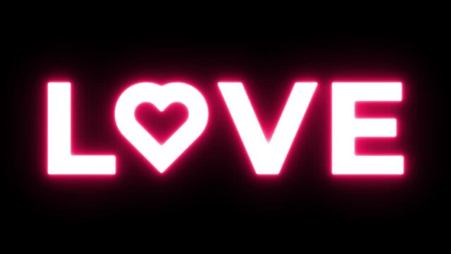 love icon neon, animated neon light shape love vegas neon flex 4k animation neon love frame pink valentine i love you