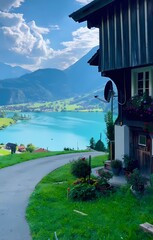 lake in the mountains with sky