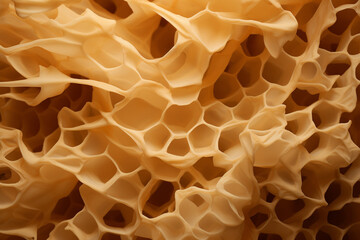 Gros plan des alvéoles jaunes d'une ruche en cire d'abeille, illustration du génie animal à l'oeuvre