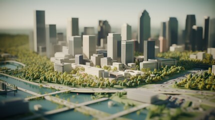 Obraz premium Real estate, buildings and 3D model for architecture design, project or planning exterior detail. Background of building layout.