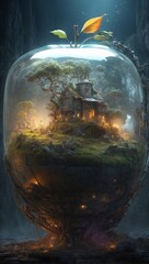 House in the jar, beautiful Jar Art, Generative AI