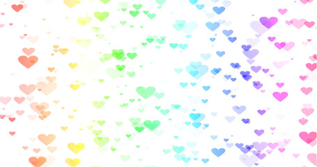 Abstract rainbow gradation heart bokeh material (transparent background) png with alpha channel. Valentine's day, wedding etc.