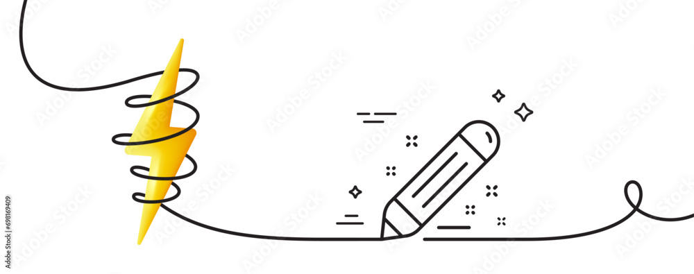 Aufkleber brand contract line icon. continuous one line with curl. pencil sign. edit social marketing report s
