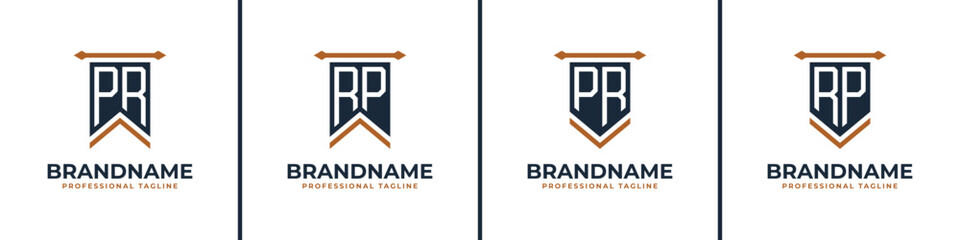 Letter PR and RP Pennant Flag Logo Set, Represent Victory. Suitable for any business with PR or RP initials. - obrazy, fototapety, plakaty