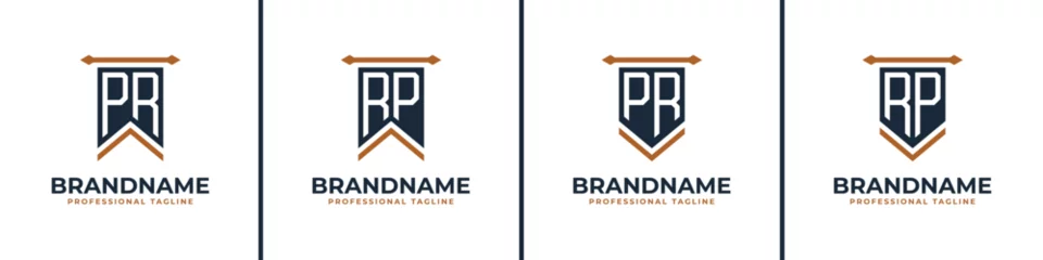 Fotobehang Letter PR and RP Pennant Flag Logo Set, Represent Victory. Suitable for any business with PR or RP initials. © Prayoga