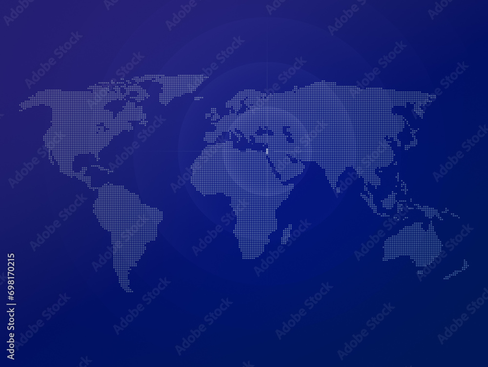 Poster dotted halftone world map with the country of israel highlighted. modern and clean world map on a bl