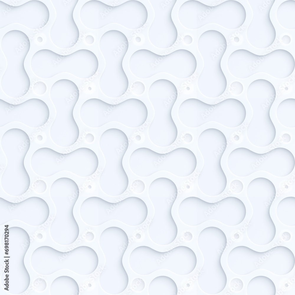 Poster seamless pattern of abstract transparent or white geometric shapes with paper cutout effect or shado