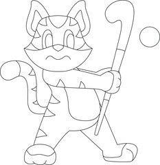 Tiger Field hockey Hockey stick Animal Vector Graphic Art Illustration