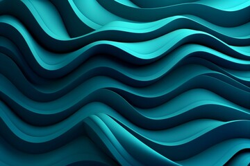 Abstract 3D design with graceful, undulating textures. Enigmatic blue and turquoise backdrop. Generative AI