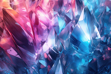 abstract glowing pink and blue glowing crystals background for luxury jewellery display