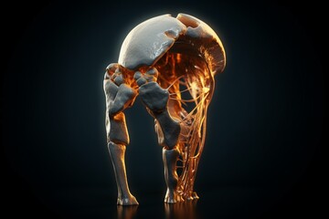 3D medical representation of hip joint pain anatomy. Generative AI - obrazy, fototapety, plakaty