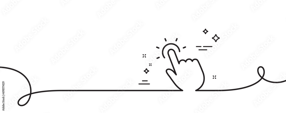 Poster touchpoint line icon. continuous one line with curl. click here sign. touch technology symbol. touch