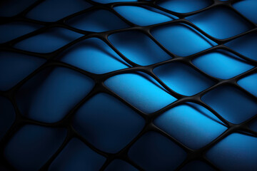 black mesh net texture on blue background. Fishnet design - obrazy, fototapety, plakaty