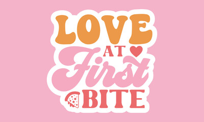 Fototapeta premium Love at first bite Retro Stickers Design 